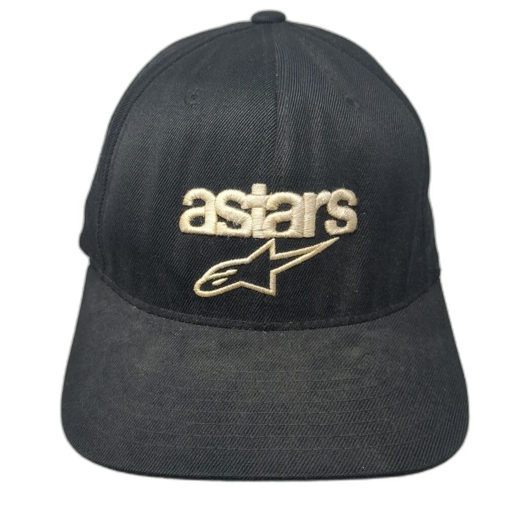 Alpinestars Baseball Cap Black 7 1/4 Astars Logo Flexfit Motorsports Gear Hat